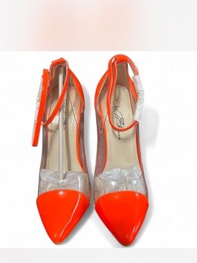 Wild Rose Orange Pointed Toe Ankle-Strap Pumps deadstock NWB